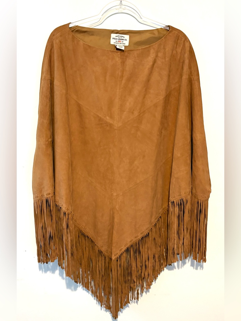 Vintage Ralph Lauren Polo Jeans Co suede leather fringe poncho